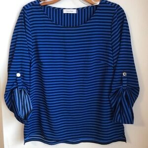 ❤️ 5/$35 Chiffon Blouse S striped black blue